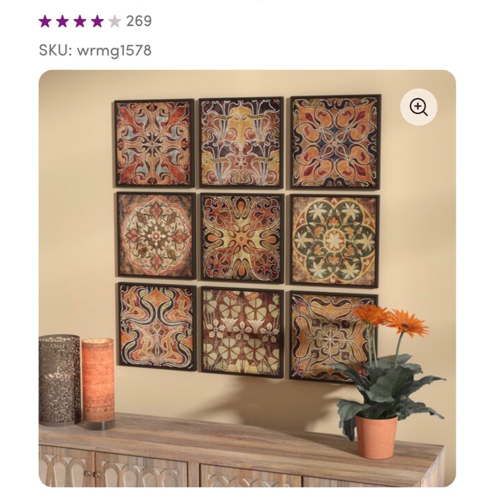 😍HP!🥳NIB! Gorgeous Tuscan Framed 9 Pc Wall Decor